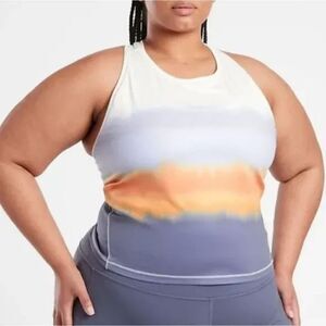 Athleta Women's Shanti Printed Crop Tank Top Plus Size 3X Ombre Orange Blue